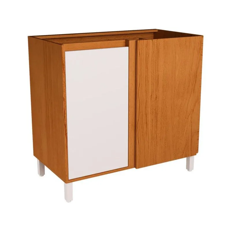 Balcão de Cozinha de Canto Modern Design Denver MDP 1 Porta Freijó e Branco