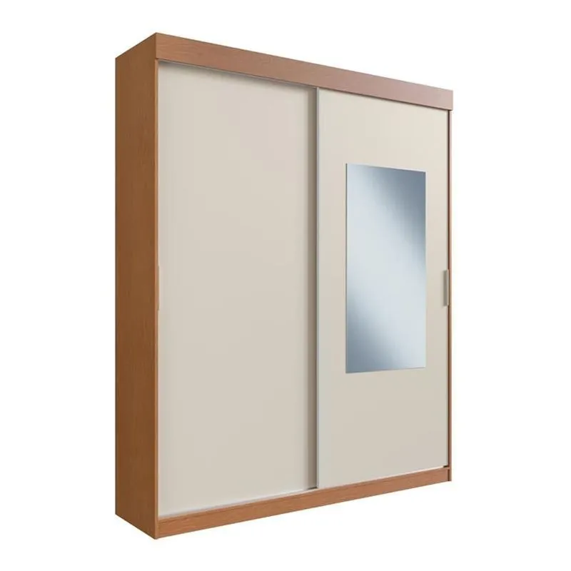 Guarda-Roupa 2 Portas 2 Gavetas Herval Com Espelho Carvalho E Off White PH16934