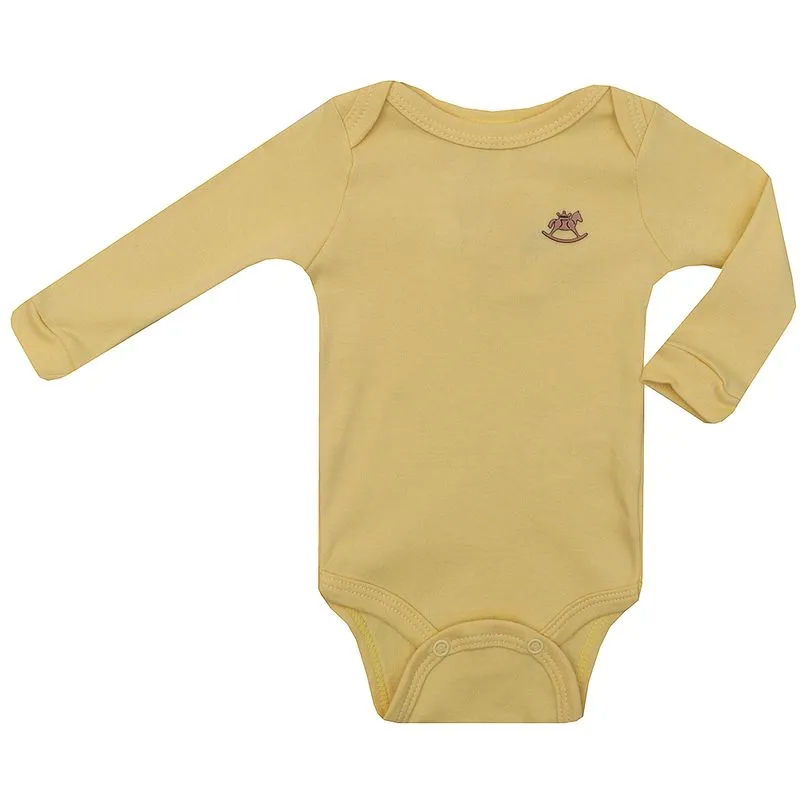 Body Básico Bebê Manga Longa Suedine Amarelo Melão-AMARELO-PEQUENO