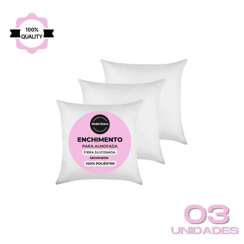 Kit 3 Refil Enchimento 45x45 Almofada Fibra Siliconada 300g