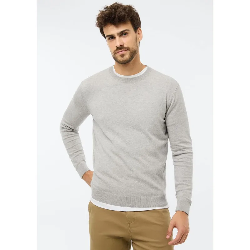 Suéter Básico Masculino Regular - Cinza G