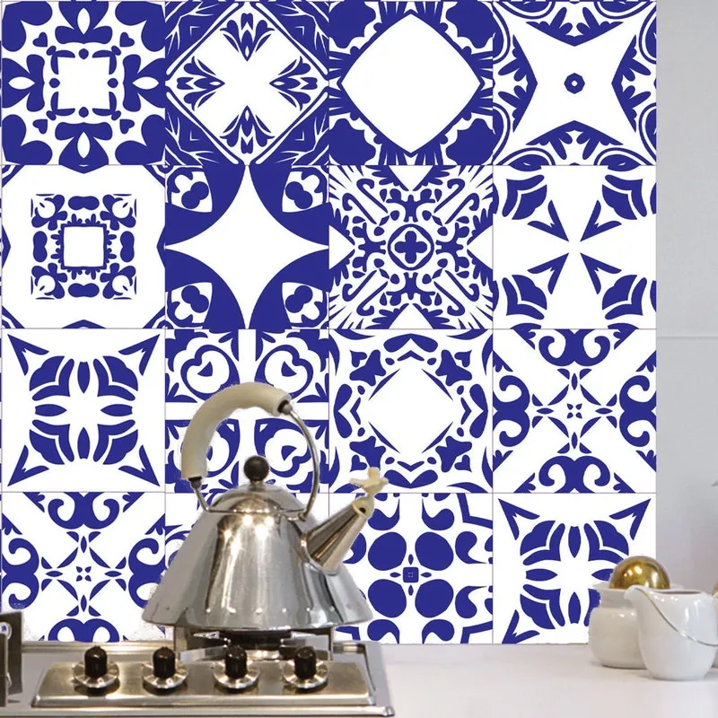 Adesivo de Parede Azulejo 20x20cm Azul Del Rey para Cozinha