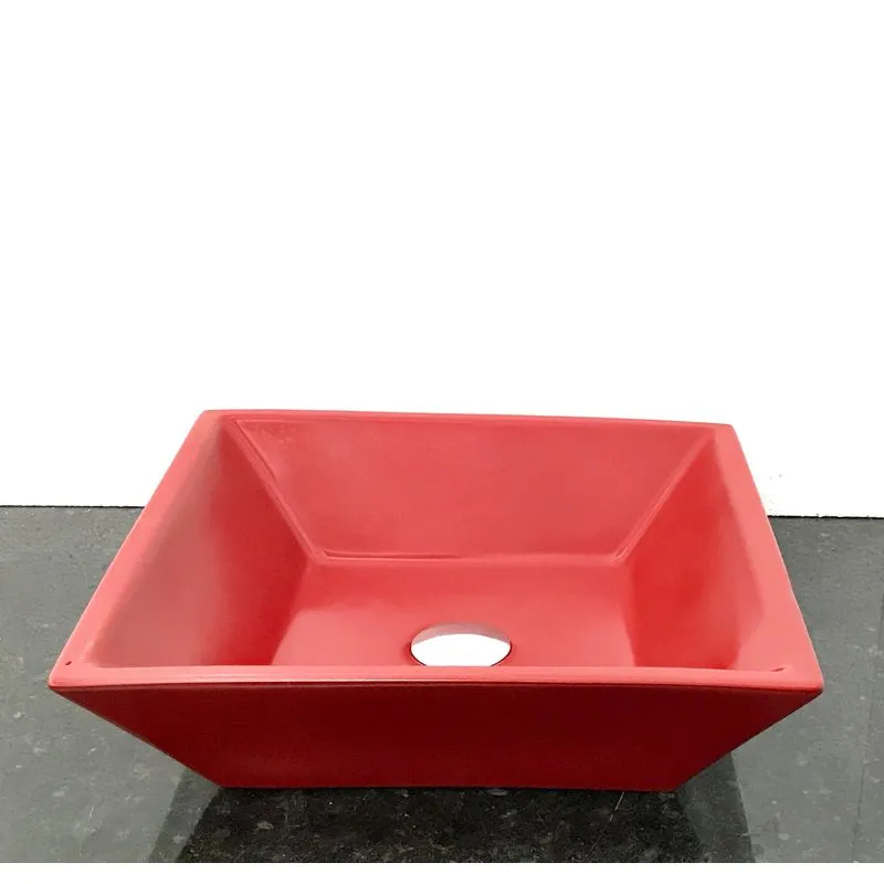 Cuba De Louça Vermelha Quadrada De Sobrepor 41 X 12cm