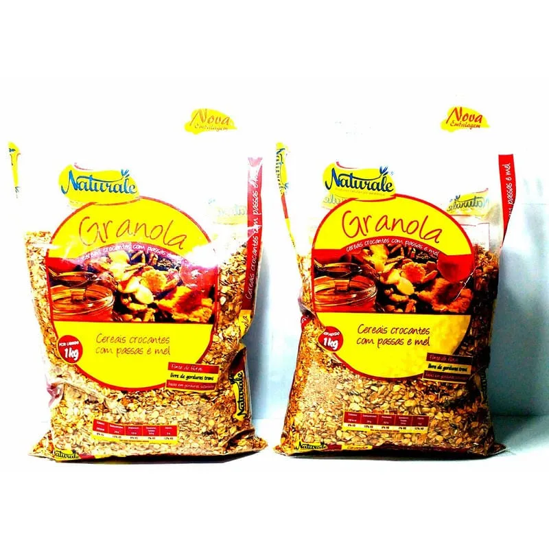 2 Granola Cereais Crocantes Passas e Mel 1kg Naturale KIT