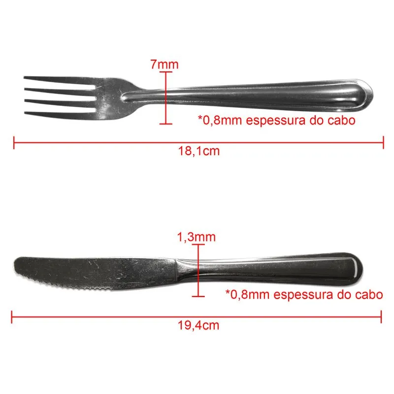 Conjunto Garfo E Faca Inox Premium Restaurante Bar 50 Pçs