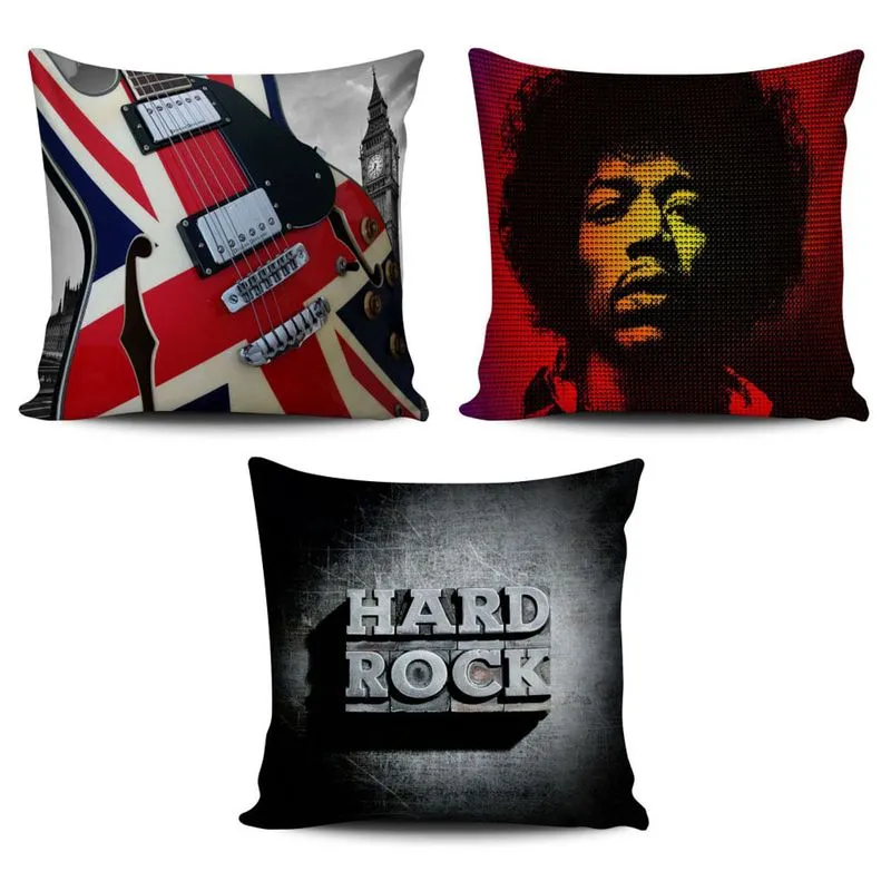 Conjunto 3 Almofadas Tema Rock Londres - 42cmx42cm