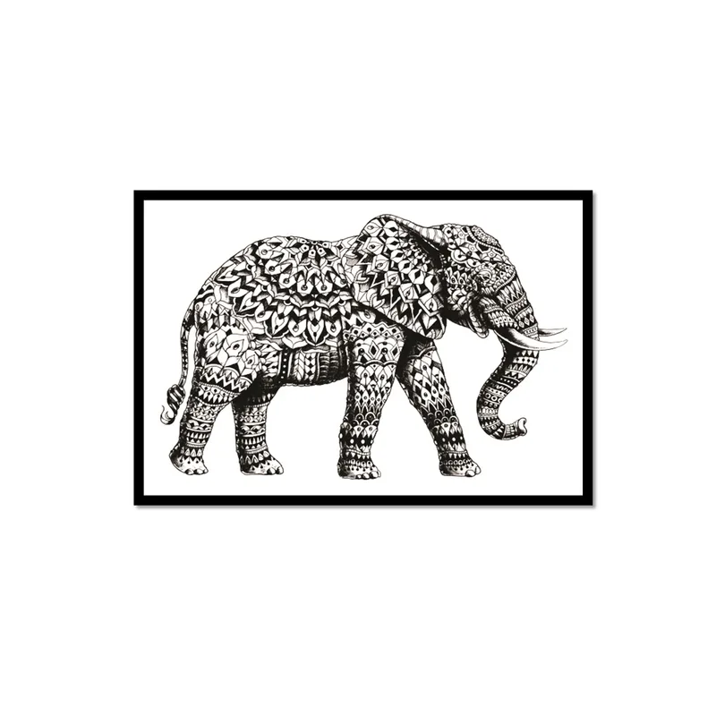 Quadro Pôster Emoldurado Elefante Black And White 25x35cm