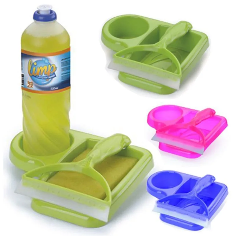 Kit Organizador Pia De Cozinha Rodo E Porta Detergente Verde