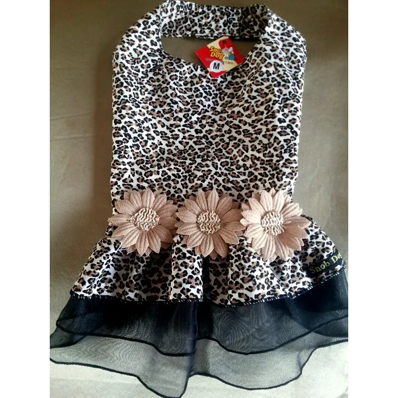 Vestido Margaridas Luxo Cães E Gatos Tricoline Oncinha