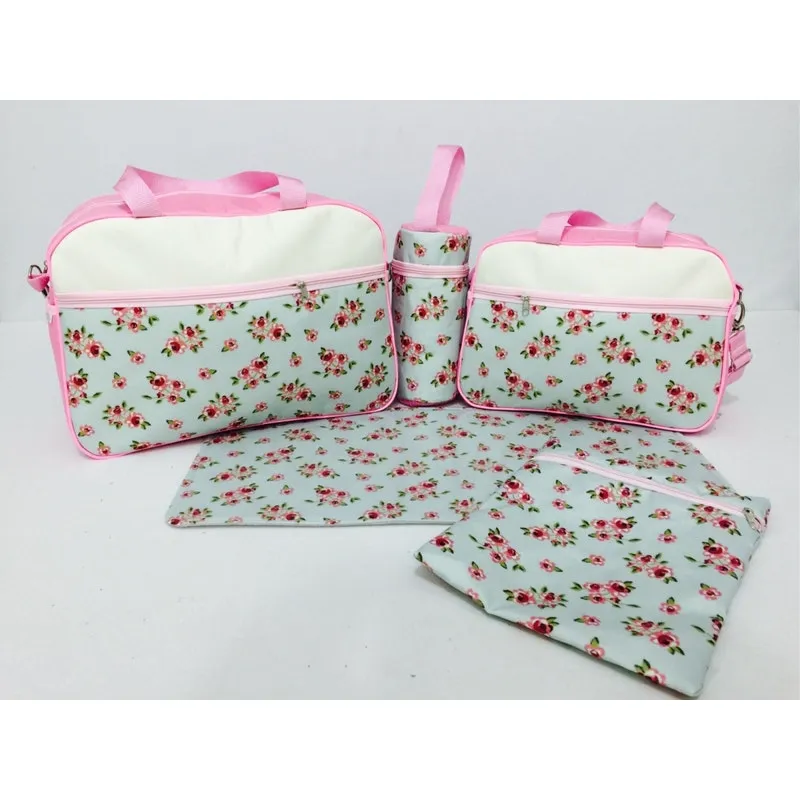 Bolsa de bebe maternidade kit 5 pçs Flores