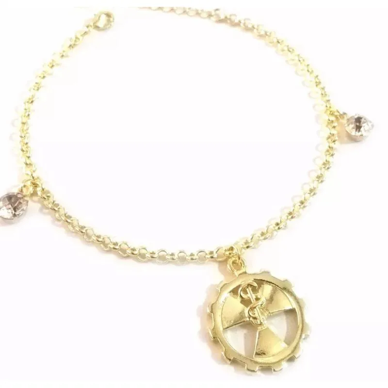 Pulseira Radiologia Profissão Folheado A Ouro 18k