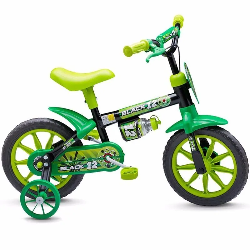 Bicicletinha Bicicleta Infantil Menino Aro 12 Black Nathor