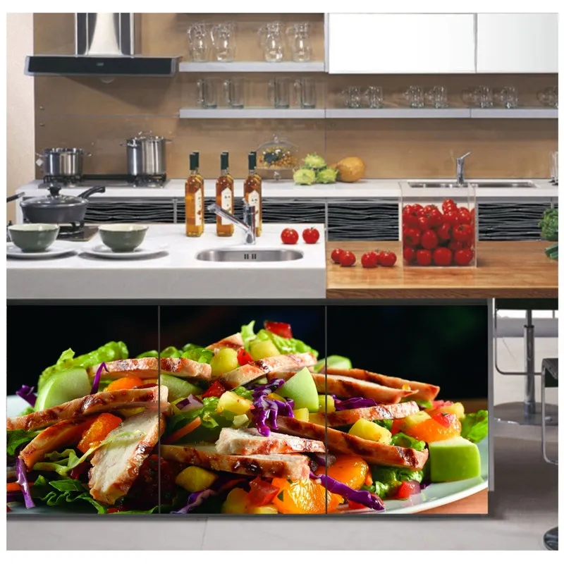 Adesivo Painel Papel Parede Cozinha Salada Comida Verdura 65