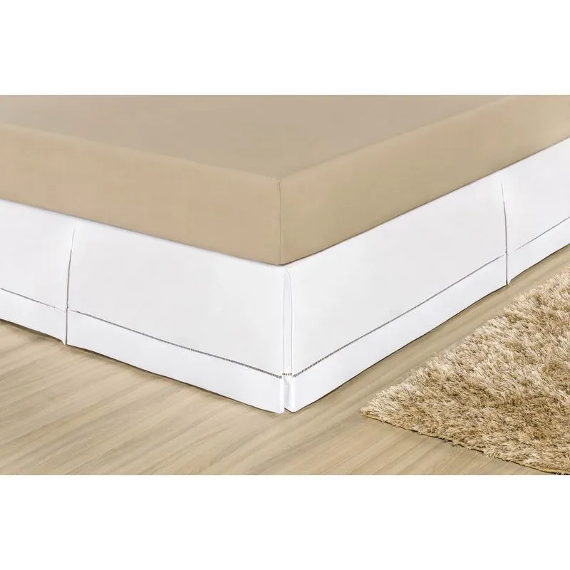 Saia Para Cama Box Casal Queen Percal 180 Fios Branco