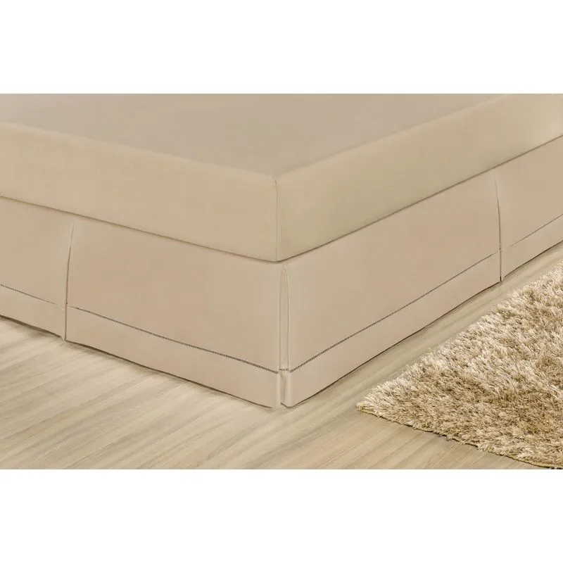 Saia Para Cama Box Casal King Percal Ponto Palito Caqui