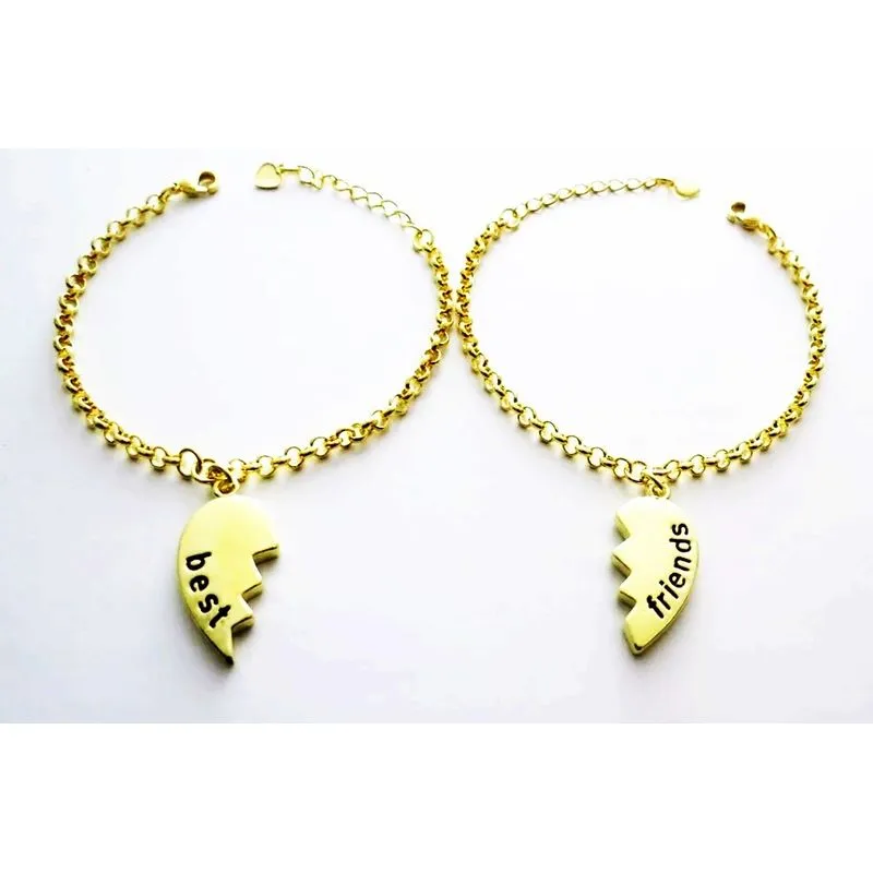 Pulseira Lindíssima Best Friends Folheado A Ouro 18k - 2 Pçs
