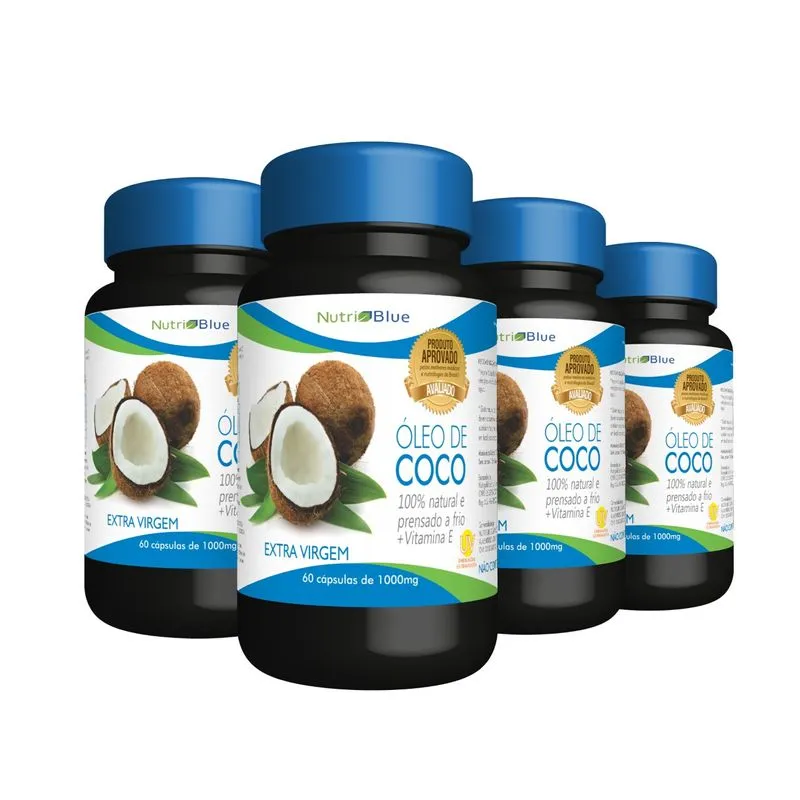 4 X Óleo De Coco Com Vitamina E Nutriblue Original