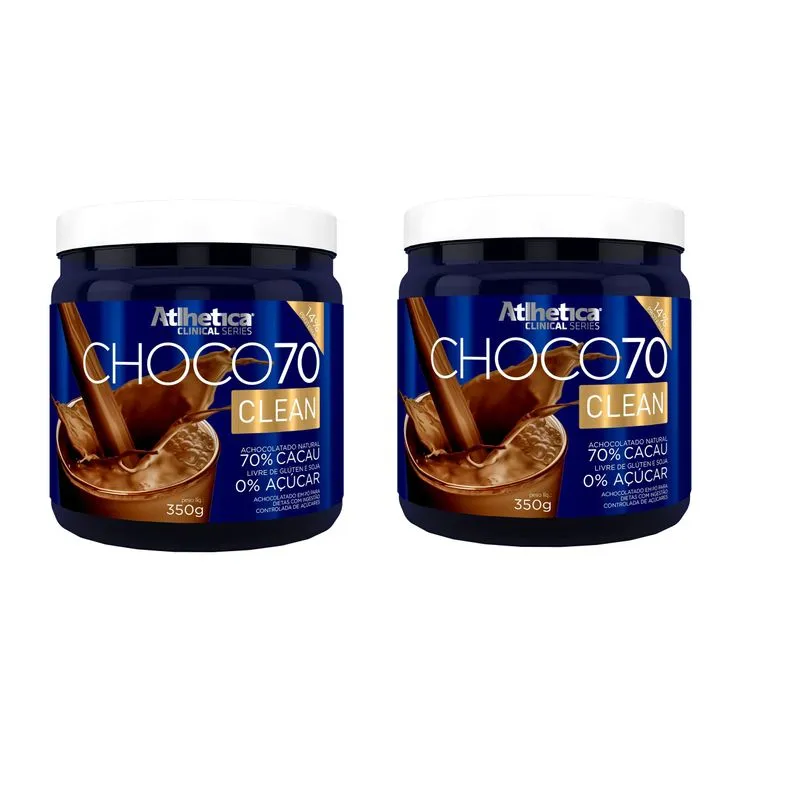 Combo 2x Achocolatado Proteico Choco70 Clean 350 G Atlhetica