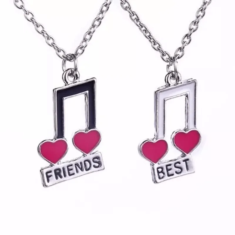 Colar Musica Amigas Best Friends Forever Níquel - 2 Pçs