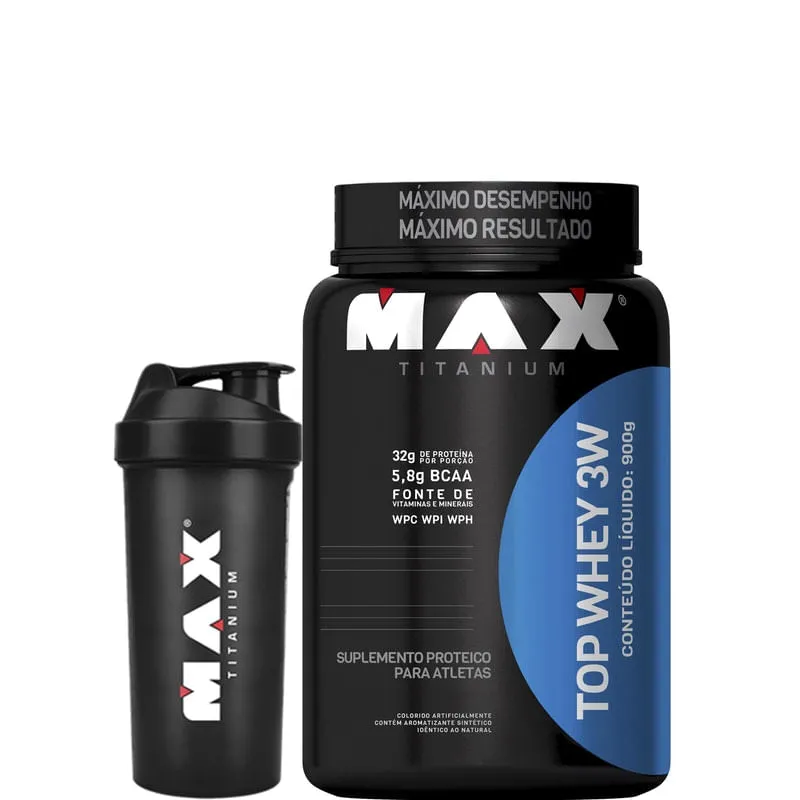 Top Whey 3W - 900g - Max Titanium - Morango