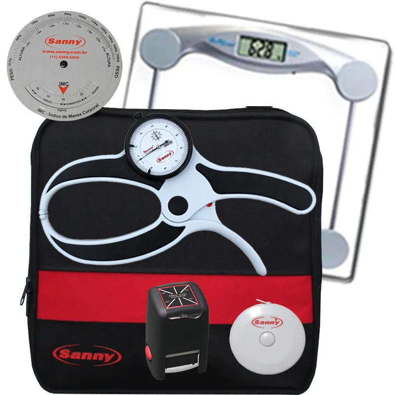 Kit Adipômetro Científico Nutrição Sanny Com Balança