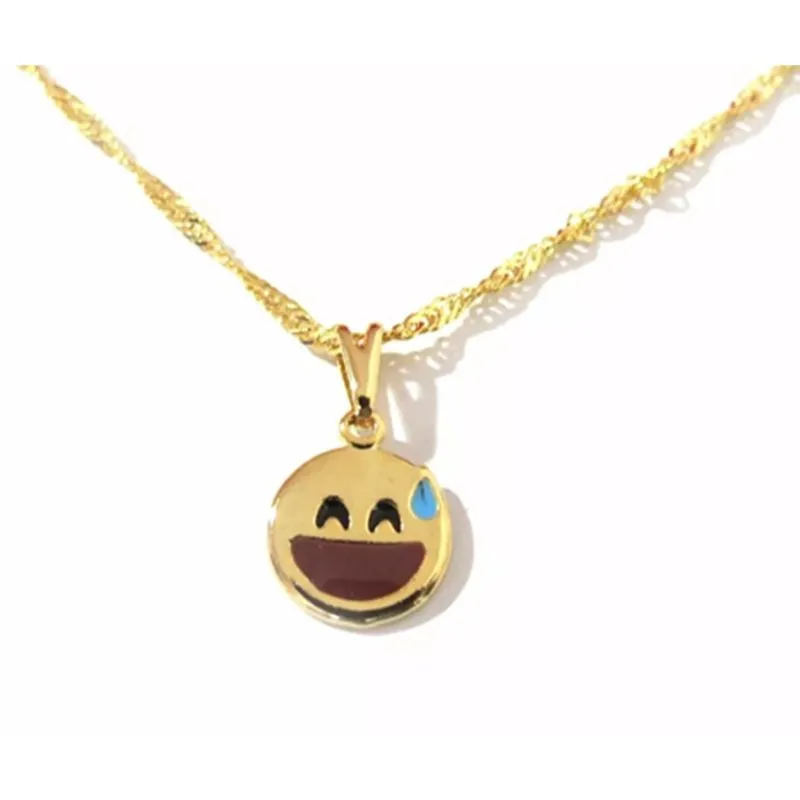 Colar Cordão Emojis Com Vergonha Folheado A Ouro 18k