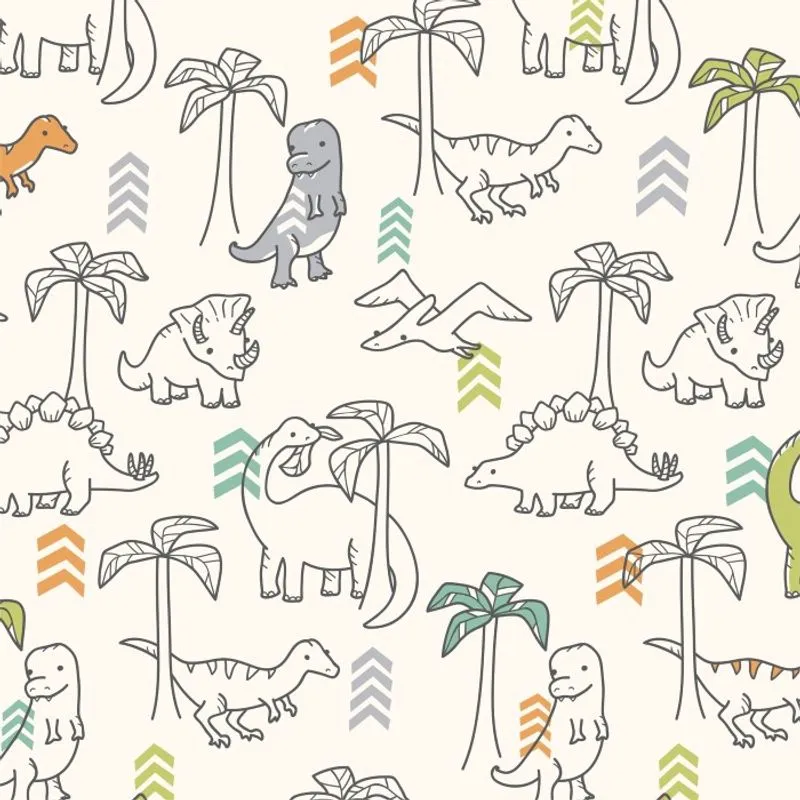 Papel De Parede Auto Adesivo Lavável 3m² Teens Dinossauros