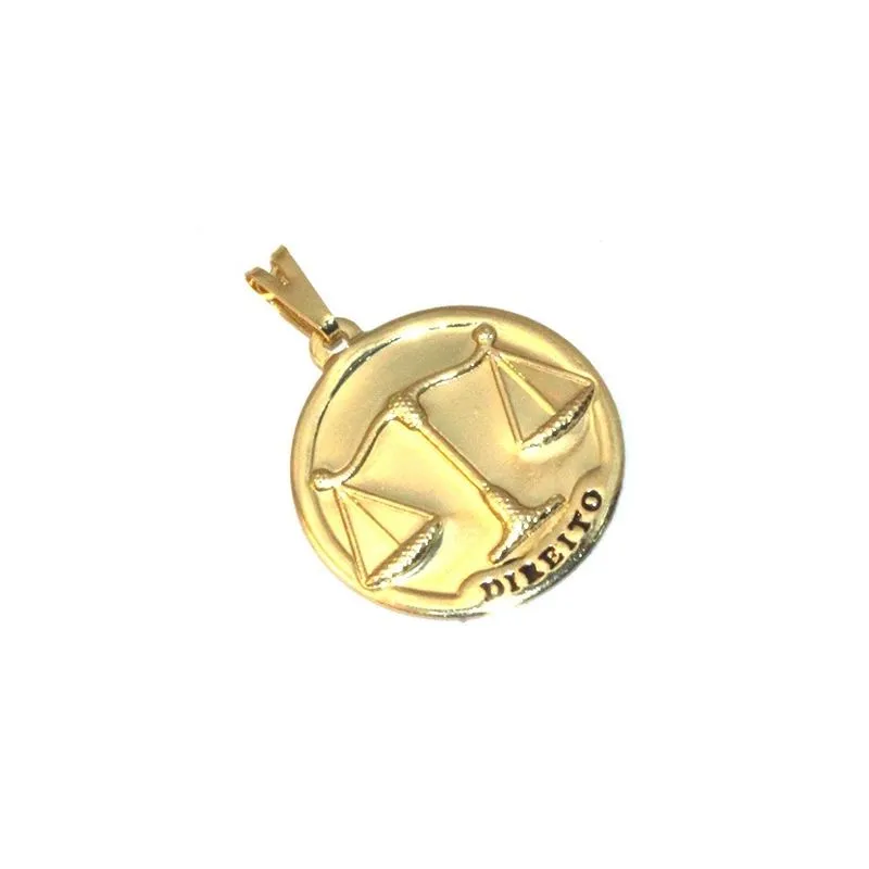 Pingente Medalha Direito Justiça Advogada Folheado 18k