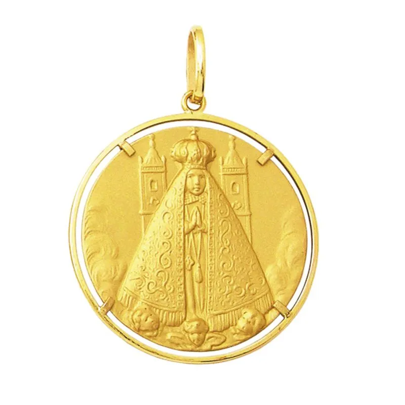Medalha Pingente Nossa Senhora Aparecida Ouro 18k 8,8 Gr