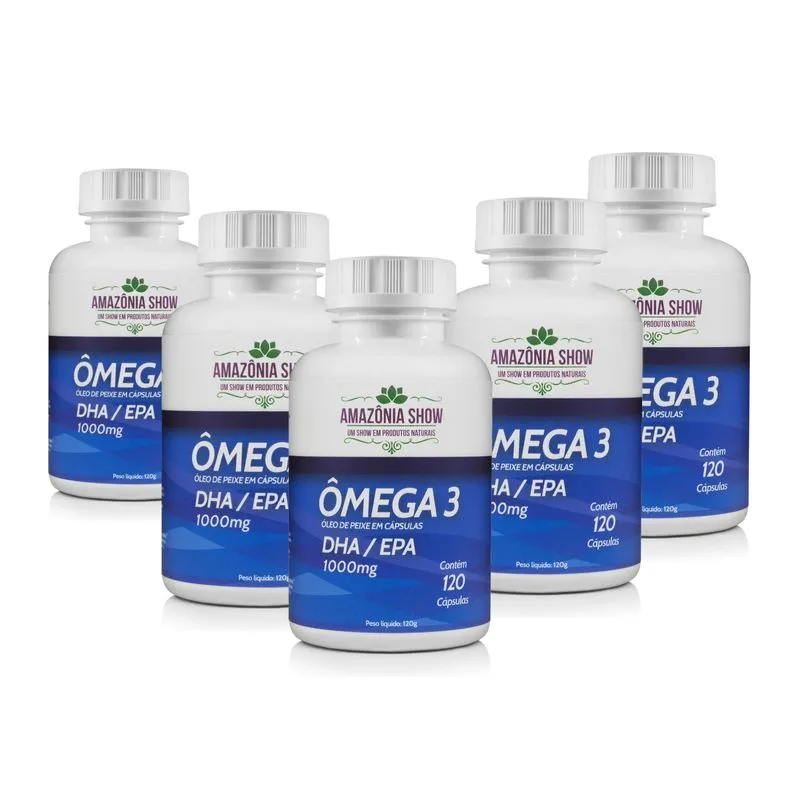 Omega 3 120 Capsulas 1000mg Combo Com 5 Frascos