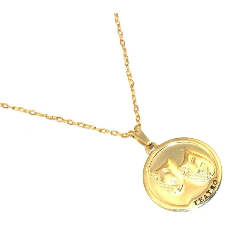 Colar Cordão Artes Mascara Teatro Folheado Ouro 18k
