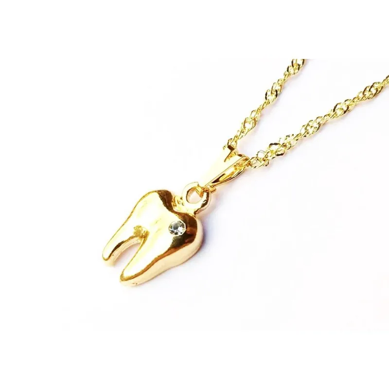 Colar Cordão Dente Dentista Folheado A Ouro 18k