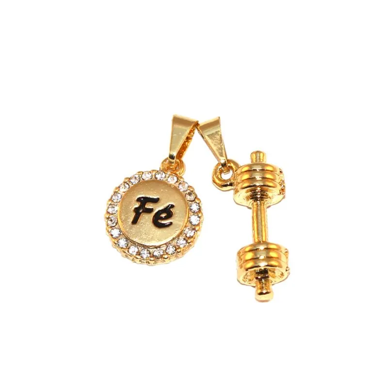 Pingentes Fé Halter Peso Academia Folheado Ouro 18k