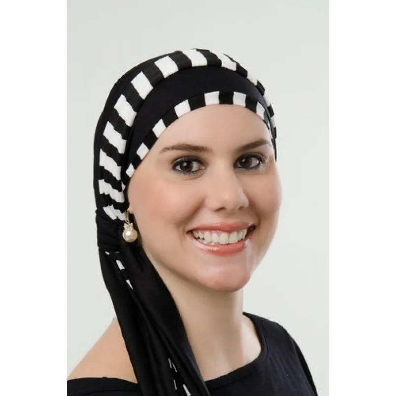 Turbante Preto Com Viés Listado