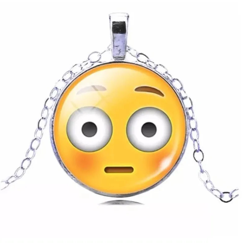 Colar Cordão Assustado Emojis Emoticons Folheado Níquel