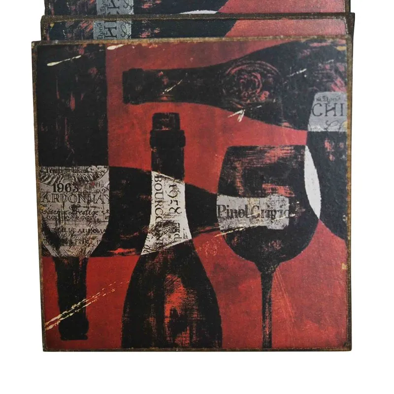 Porta Copos Bolachas Em Mdf Vinho