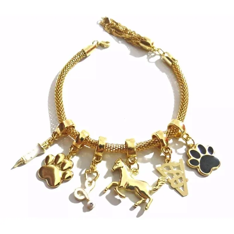 Pulseira Profissão Veterinária Folheada A Ouro 18k