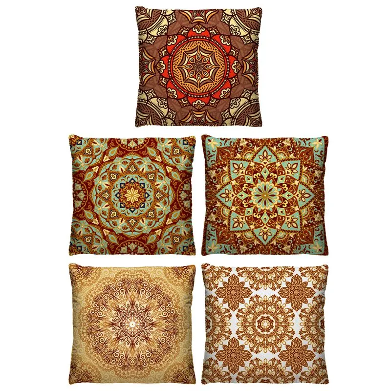 Kit 5 Capas De Almofada Decorativa Mandala De Sala 40cm Vii