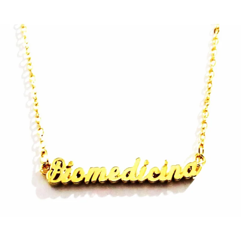 Colar Cordão Biomedicina Biomédica Folheado A Ouro 18k