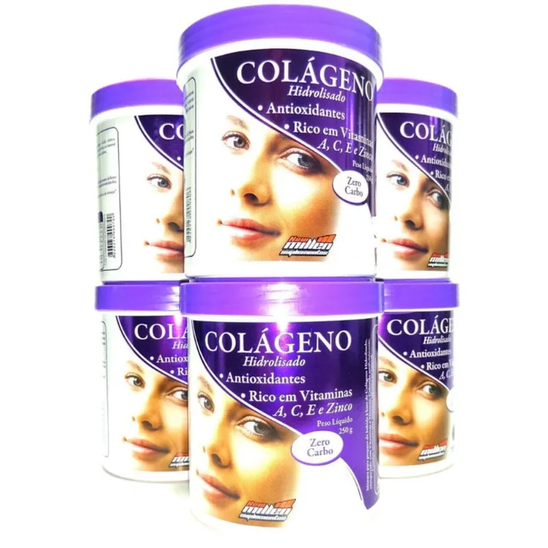 Combo 6 Potes Colágenos 250g New Millen laranja/uva/morango