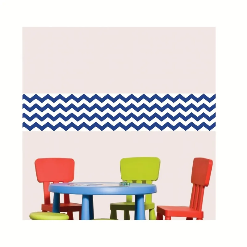 Faixa Border Adesivo Infantil Chevron Azul I Listras M2246