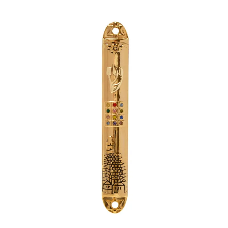 Mezuzah porta pergaminho doze tribos de israel 15 cm