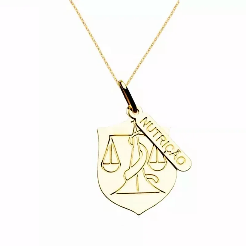 Colar Cordão Nutrição Chapa e Placa Folheado 18k