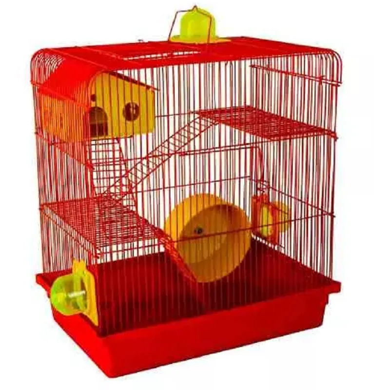 Gaiola para Hamster 3 Andares Vermelha