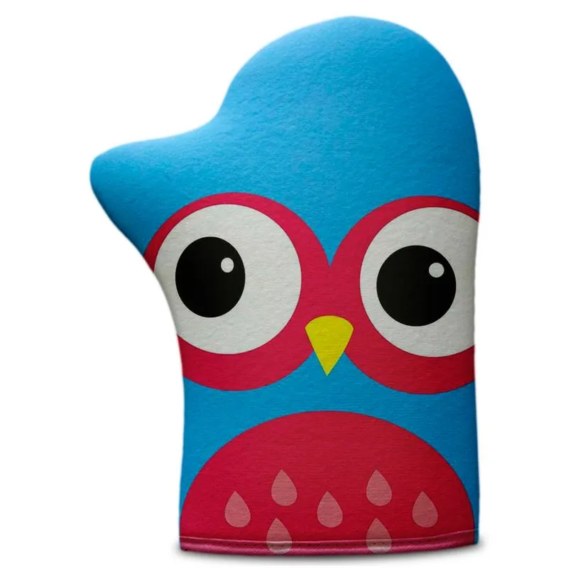 Luva De Cozinha Neoprene Coruja Azul