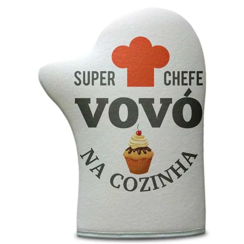 Luva De Cozinha Neoprene Super Chefe Vovó Na Cozinha