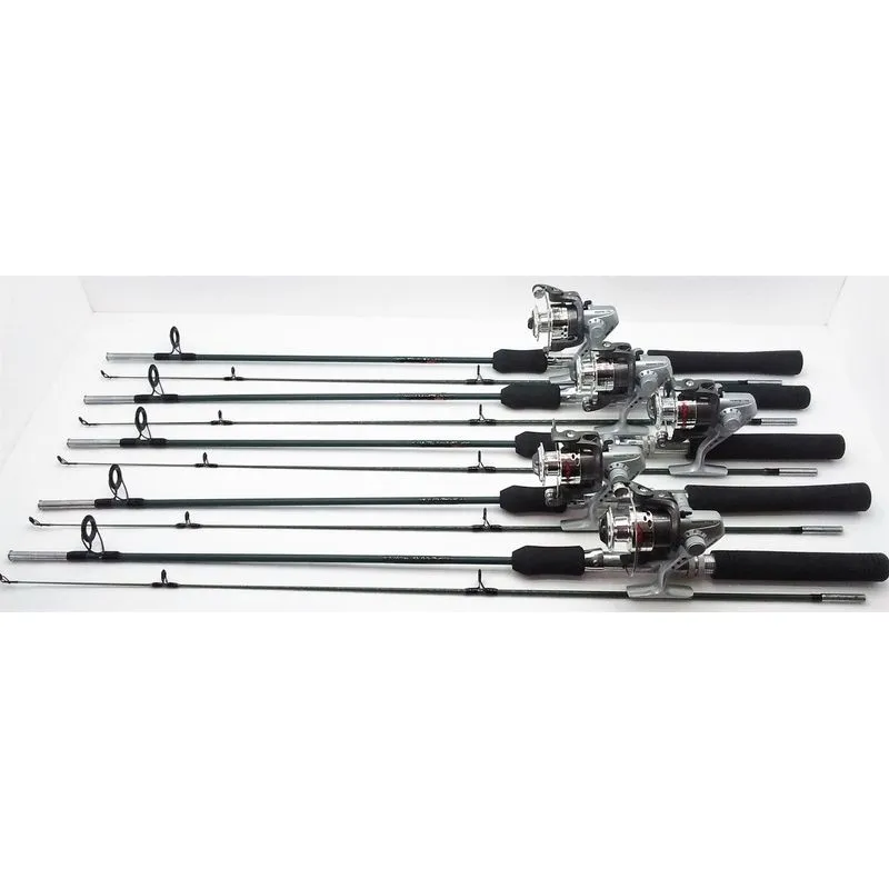 Kit Pesca 5 Molinetes Xingu E 5 Varas 1,50m Fibra Vidro