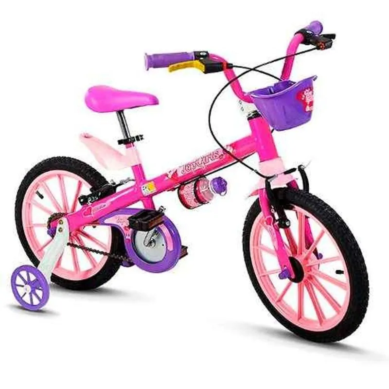 Bicicleta Aro 16 Feminina Top Girls Rosa Nathor C/ Cesta