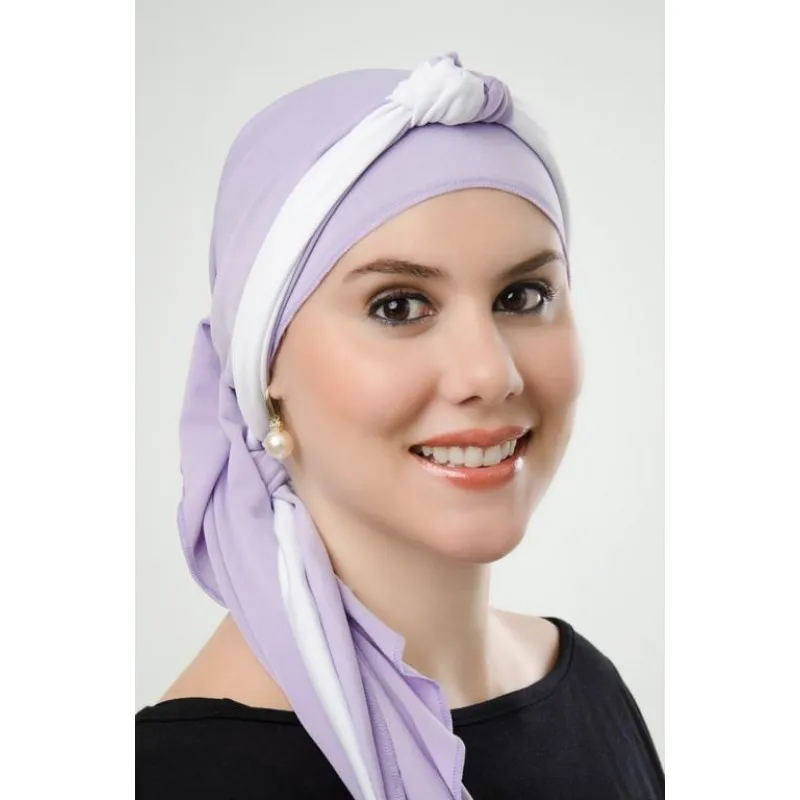 Lenço Lilás + Tiara De Nó Lilás Com Branco