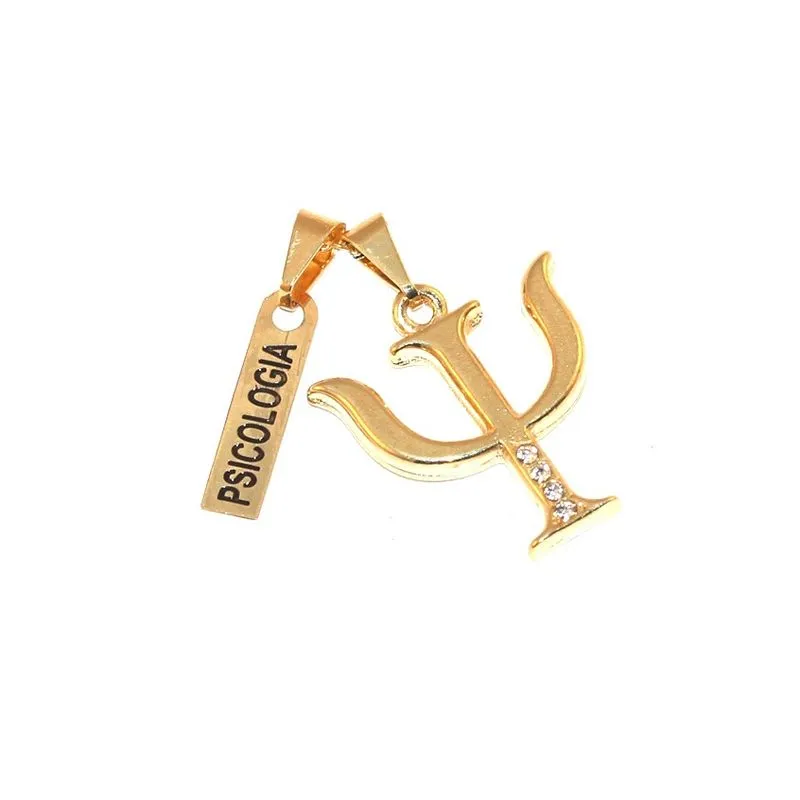 Pingentes Profissão Psicologia Com Placa Folheado Ouro 18k